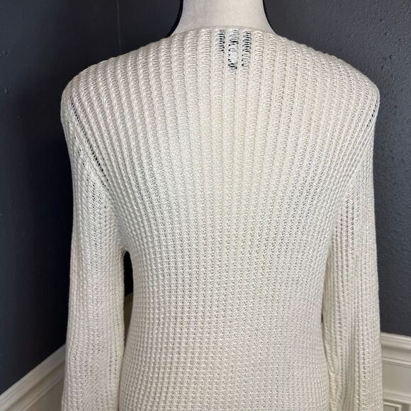 Eileen Fisher Open Knit V Neck Linen Sweater - Picture 6 of 8